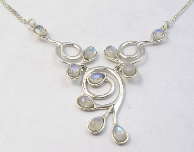 Lantisor Argint 925 cu Piatra Lunii 42,7 cm lungime