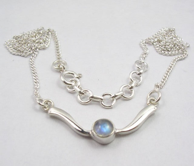 Lantisor Argint 925 cu Piatra Lunii 45 cm lungime