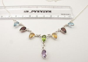 Lantisor Argint 925 cu Piatra Multicolora 45.5 cm lungime