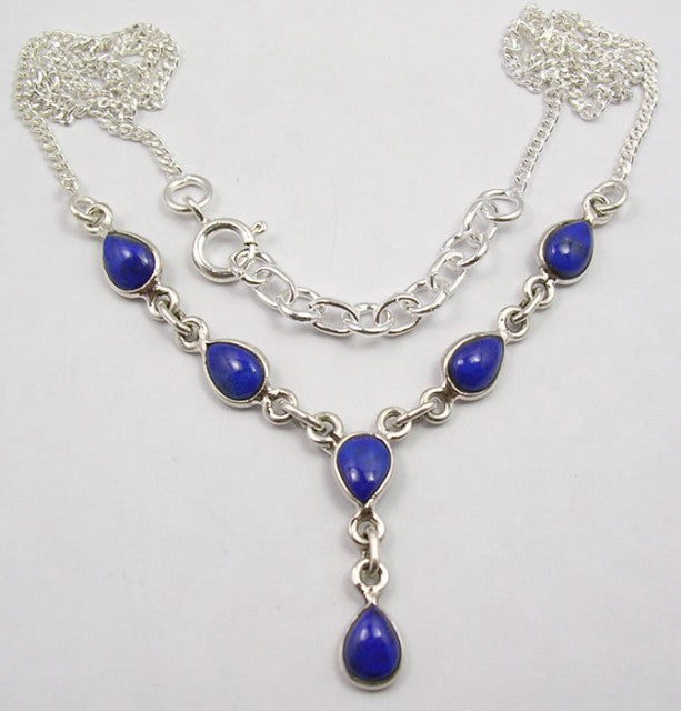 Lantisor Argint 925 Lapis Lazuli 47.5 cm lungime