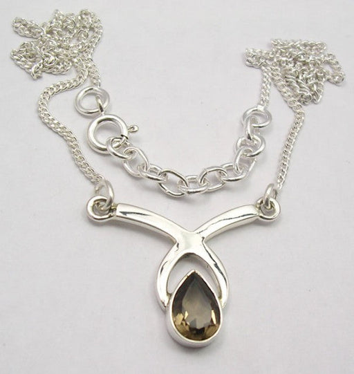 Lantisor Argint cu Cuart Fumuriu 44.6 cm lungime