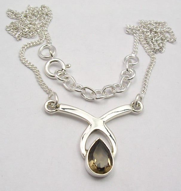 Lantisor Argint cu Cuart Fumuriu 44.6 cm lungime