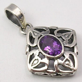 Pandantiv Argint 925 cu Ametist 3.2 cm lungime