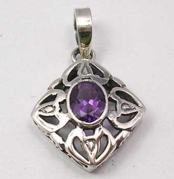 Pandantiv Argint 925 cu Ametist 3.2 cm lungime