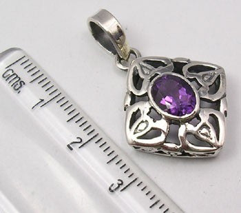 Pandantiv Argint 925 cu Ametist 3.2 cm lungime
