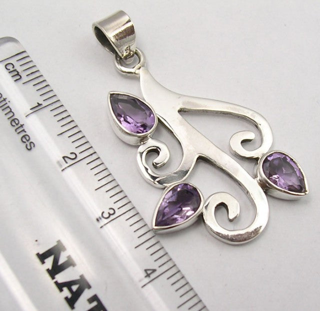 Pandantiv Argint 925 cu Ametist 4,2 cm lungime