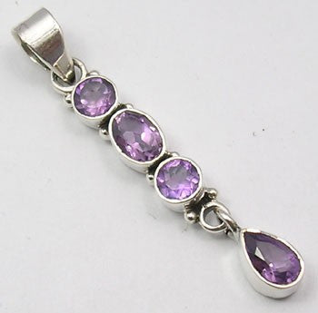 Pandantiv Argint 925 cu Ametist 4.6 cm lungime