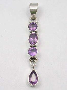 Pandantiv Argint 925 cu Ametist 4.6 cm lungime