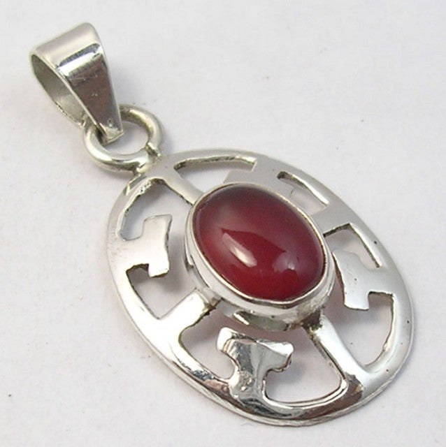 Pandantiv Argint 925 cu Carnelian 3.1 cm lungime