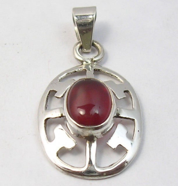 Pandantiv Argint 925 cu Carnelian 3.1 cm lungime