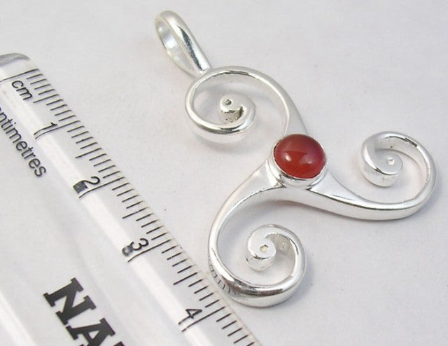 Pandantiv Argint 925 cu Carnelian 4.2 cm lungime