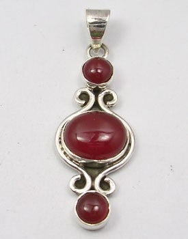 Pandantiv Argint 925 cu Carnelian 4,4 cm lungime