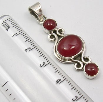 Pandantiv Argint 925 cu Carnelian 4,4 cm lungime