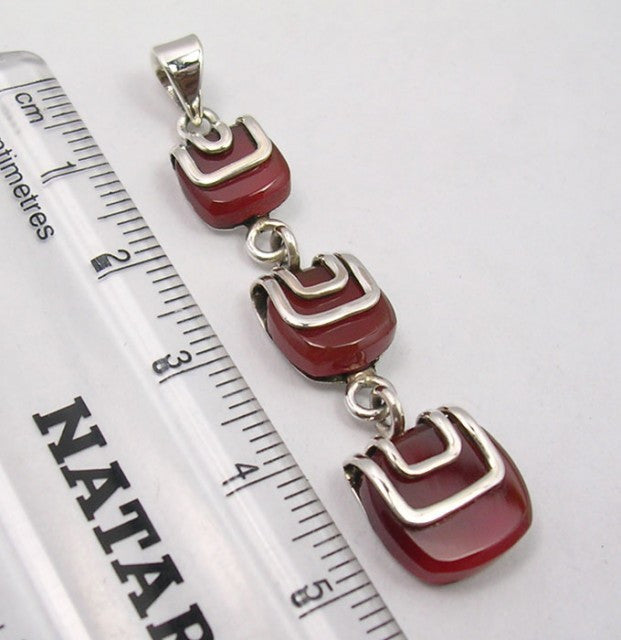 Pandantiv Argint 925 cu Carnelian 5.0 cm lungime