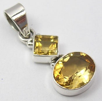 Pandantiv Argint 925 cu Citrin 3.1 cm lungime