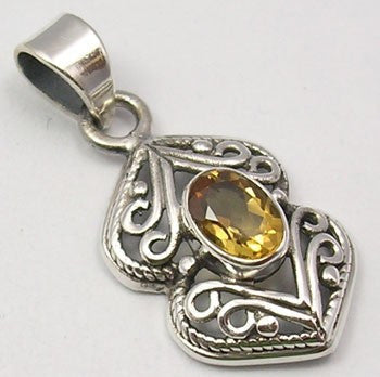 Pandantiv Argint 925 cu Citrin, 3.2 cm lungime