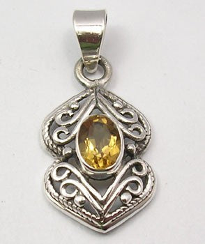 Pandantiv Argint 925 cu Citrin, 3.2 cm lungime