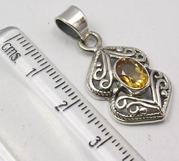 Pandantiv Argint 925 cu Citrin, 3.2 cm lungime