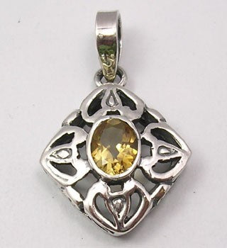 Pandantiv Argint 925 cu Citrin 3,3 cm lungime