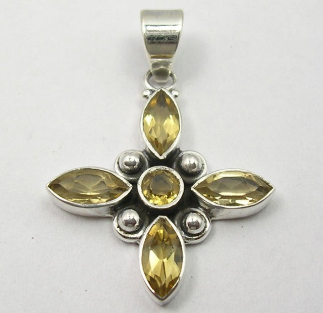 Pandantiv Argint 925 cu Citrin 3,4 cm lungime