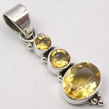 Pandantiv Argint 925 cu Citrin 3,5 cm lungime