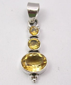 Pandantiv Argint 925 cu Citrin 3,5 cm lungime