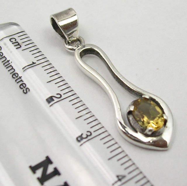 Pandantiv Argint 925 cu Citrin 3.7 cm lungime