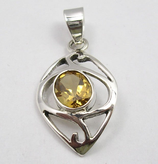 Pandantiv Argint 925 cu Citrin 3,9 cm lungime