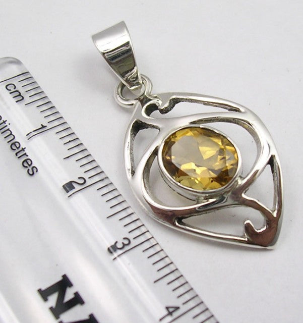 Pandantiv Argint 925 cu Citrin 3,9 cm lungime