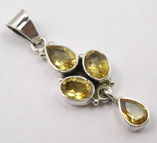 Pandantiv Argint 925 cu Citrin 4 cm lungime