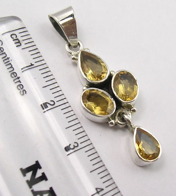 Pandantiv Argint 925 cu Citrin 4 cm lungime