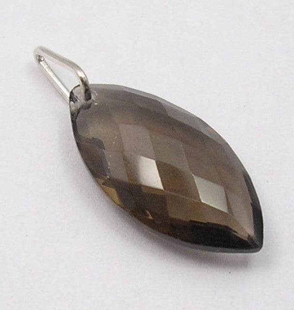 Pandantiv Argint 925 cu Cuart Fumuriu 2.8 cm lungime