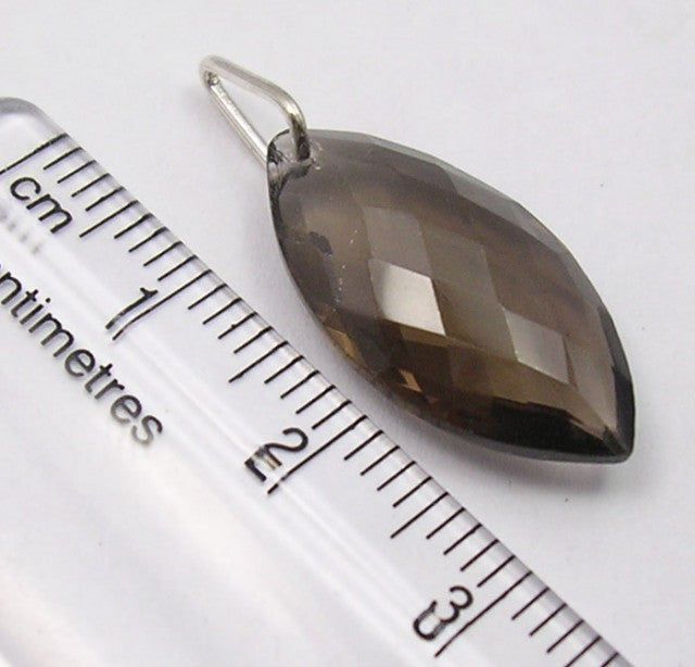 Pandantiv Argint 925 cu Cuart Fumuriu 2.8 cm lungime