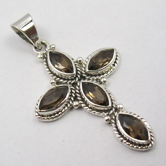 Pandantiv Argint 925 cu Cuart Fumuriu, 4.4 cm lungime