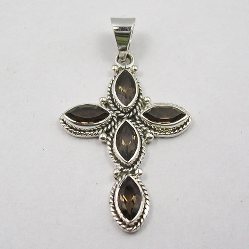 Pandantiv Argint 925 cu Cuart Fumuriu, 4.4 cm lungime