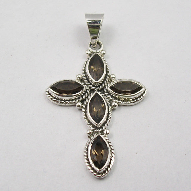 Pandantiv Argint 925 cu Cuart Fumuriu, 4.4 cm lungime