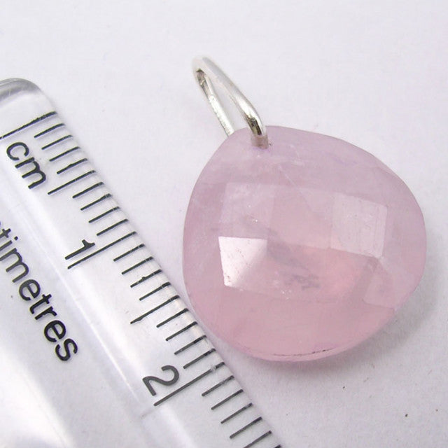 Pandantiv Argint 925 cu Cuart Roz 2.1 cm lungime