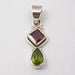 Pandantiv Argint 925 cu Garnet si Peridot, 3.3 cm lungime