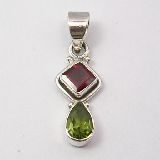 Pandantiv Argint 925 cu Garnet si Peridot, 3.3 cm lungime