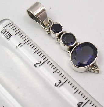 Pandantiv Argint 925 cu Iolit 3,5 cm lungime