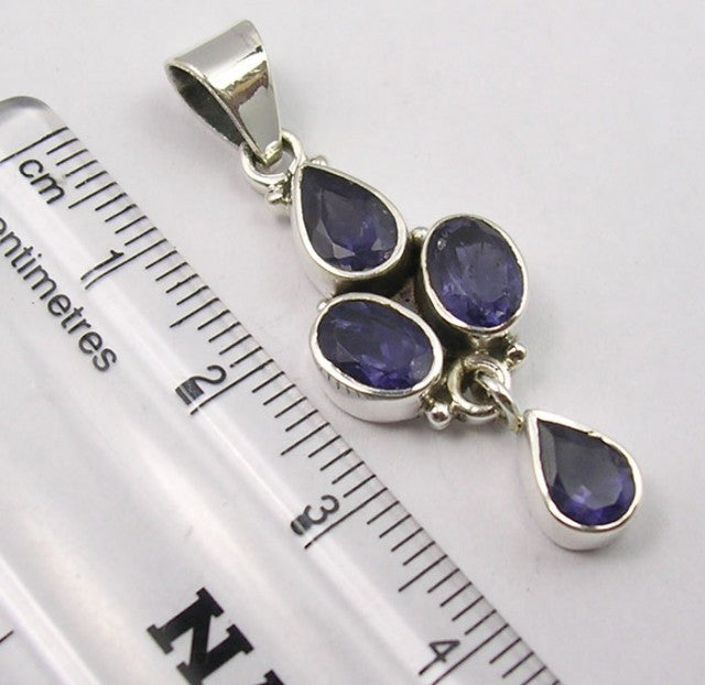 Pandantiv Argint 925 cu Iolit 4 cm lungime