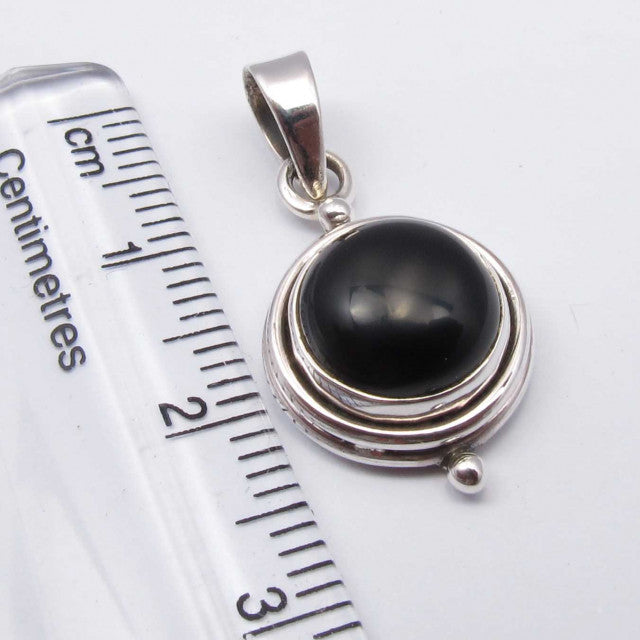 Pandantiv Argint 925 cu Onix Negru 2.5 cm lungime