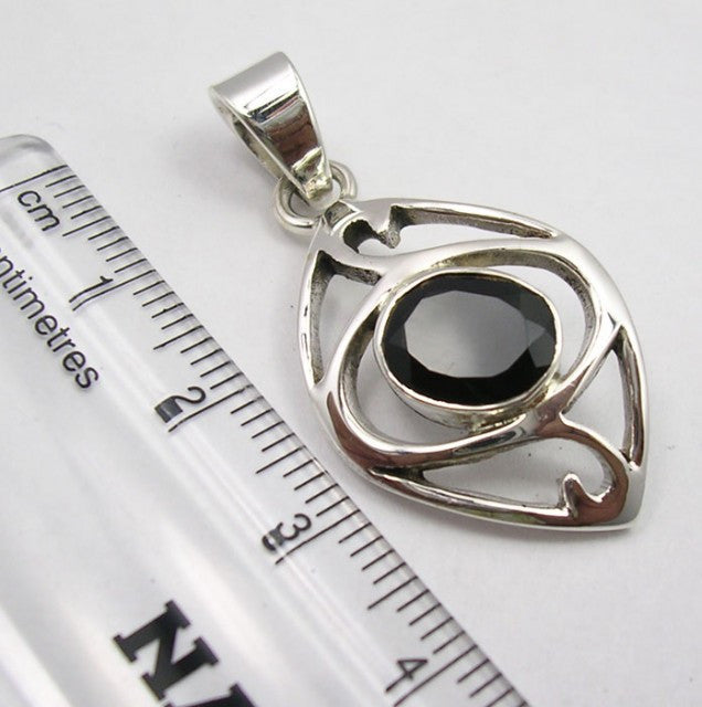 Pandantiv Argint 925 cu Onix Negru 3,9 cm lungime