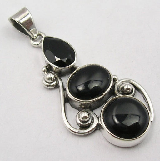 Pandantiv Argint 925 cu Onix Negru 4.1 cm lungime