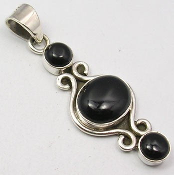 Pandantiv Argint 925 cu Onix Negru 4,4 cm lungime