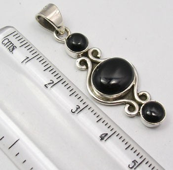 Pandantiv Argint 925 cu Onix Negru 4,4 cm lungime