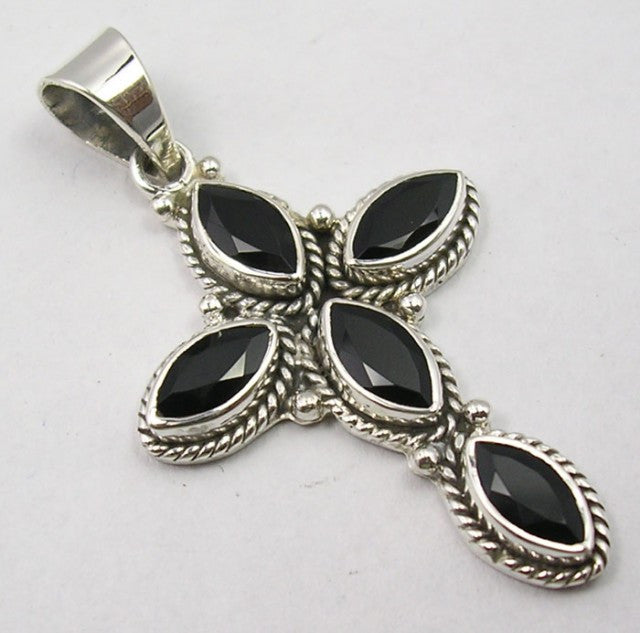 Pandantiv Argint 925 cu Onix Negru 4,4 cm lungime