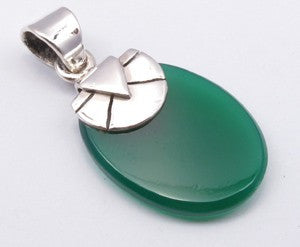 Pandantiv Argint 925 cu Onix Verde 3.1 cm lungime