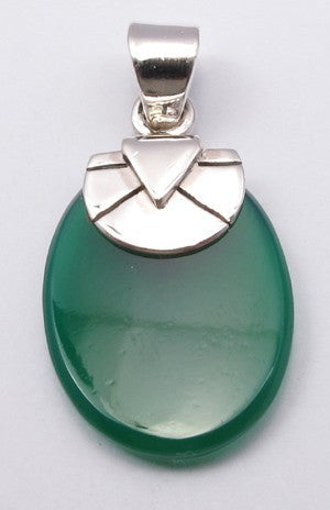 Pandantiv Argint 925 cu Onix Verde 3.1 cm lungime