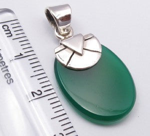 Pandantiv Argint 925 cu Onix Verde 3.1 cm lungime